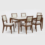 Comedor Laurent 1.8 Off White +6 Sillas Saga Ratan
