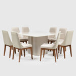 Comedor Liege Cuadrada + 8 Sillas Elsie Beige