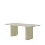 Comedor Lintz 2.2 Off white gold + 8 Sillas Elis Soft palha Gold