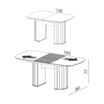 Comedor Plegable 1.35/1.8 Ow  Tm74 + 6 Sillas Ca12