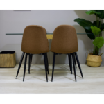 Comedor Rectangular Mesa Oh Metal Steel 140x80cm + 4 Sillas Lino Café