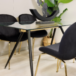 Comedor Rectangular Vidrio Steel 140x80cm + 4 Sillas Berta Negro