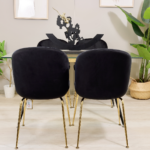 Comedor Rectangular Vidrio Steel 140x80cm + 4 Sillas Berta Negro