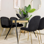 Comedor Rectangular Vidrio Steel 140x80cm + 4 Sillas Berta Negro