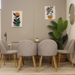 Comedor Rectangular XT Vidrio 140x80cm + 6 Sillas Lino Oak