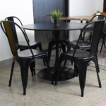 Comedor Redondo Negro 100cm + 4 Sillas Tolix Negro