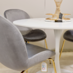 Comedor Redondo Tulip Blanco 100cm + 4 Sillas Berta Gris Oscuro