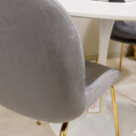Comedor Redondo Tulip Blanco 100cm + 4 Sillas Berta Gris Oscuro