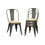 Pack 4 Sillas Tolix Negro Asiento de Madera
