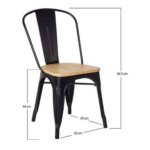 Pack 4 Sillas Tolix Negro Asiento de Madera