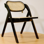 Pack de 2 Sillas de Comedor Plegables de Madera y Ratan Natural