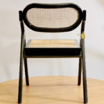 Pack de 2 Sillas de Comedor Plegables de Madera y Ratan Natural