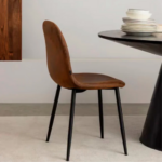 Set Comedor Eames Redondo 100cm Wood + 4 Sillas Eames Ecocuero Café