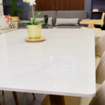 Set Comedor Rectangular de Cuarzo + 4 Sillas Eames Velvet