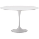 Set de Comedor Mesa Tulip Redonda 100cm Blanca + 4 Sillas Wishbone Natural