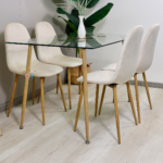 Set de Comedor Rectangular Vidrio 120x80cm + Sillas Eames Velvet