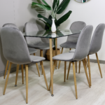Set de Comedor Rectangular Vidrio 120x80cm + Sillas Eames Velvet