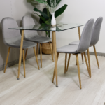 Set de Comedor Rectangular Vidrio 120x80cm + Sillas Eames Velvet
