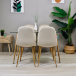 Set de Comedor Rectangular Vidrio 120x80cm + Sillas Eames Velvet