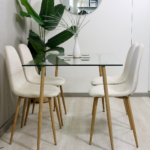 Set de Comedor Rectangular Vidrio 120x80cm + Sillas Eames Velvet