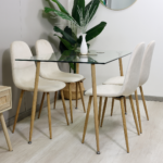Set de Comedor Rectangular Vidrio 120x80cm + Sillas Eames Velvet