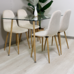 Set de Comedor Rectangular Vidrio 120x80cm + Sillas Eames Velvet